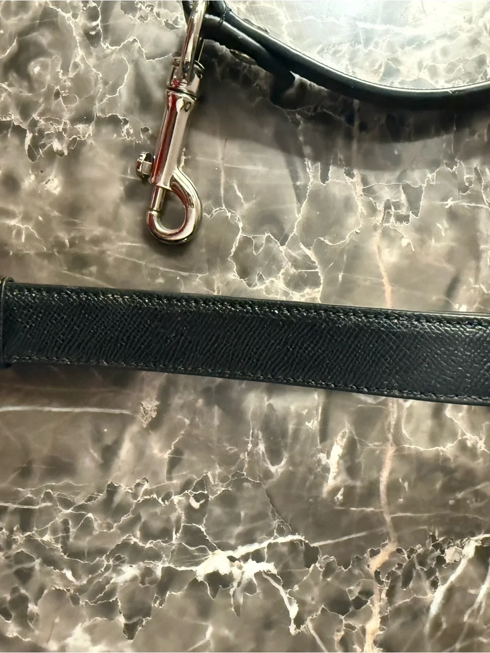 Coach Black Leather Dog Leash with Silver Hardware